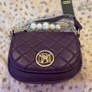 Badgley Mischka quilted Chloe Pearl bag in plum NWT